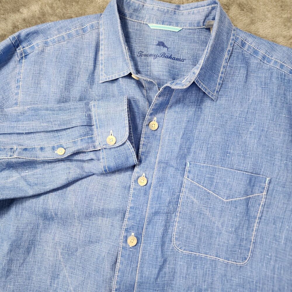 Tommy Bahama Blue Chambray Casual Button-Down Shirt